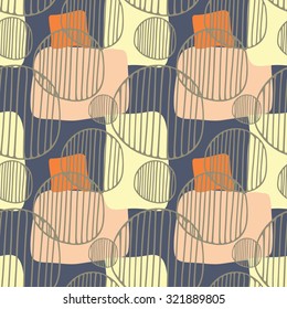 Hand drawn doodle circle seamless retro pattern background vector