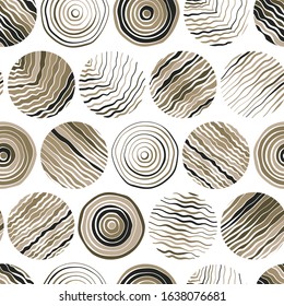 Hand drawn doodle circles seamless pattern, abstract repeat background, great for textiles, banners, wallpapers, wrapping - vector design