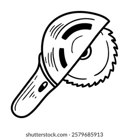 Hand drawn doodle circular saw isolated on a white background. Vector illustration.