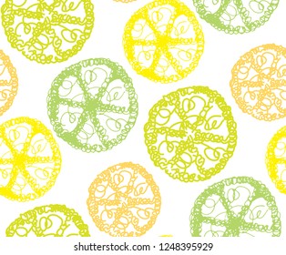 Hand drawn doodle citrus abstract pattern background