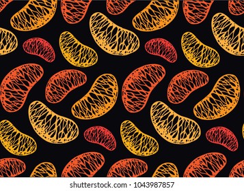Hand drawn doodle citrus pattern. Fruit background