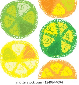 Hand drawn doodle citrus pattern background texture wallpaper fabric