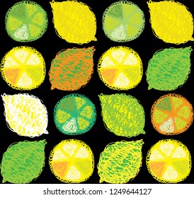 Hand drawn doodle citrus pattern background texture wallpaper fabric