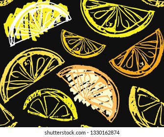 Hand drawn doodle citrus pattern background