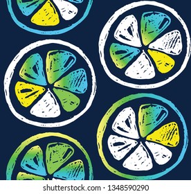 Hand drawn doodle citrus pattern background