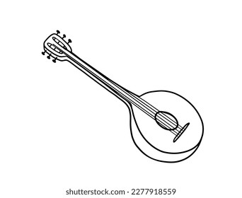 Hand drawn doodle of classical banjo. Musical instrument. Vector illustration
