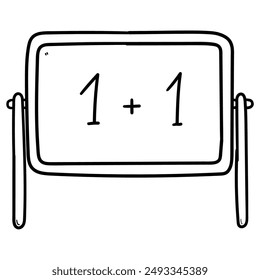 Pizarra dibujada a mano del aula del doodle aislado sobre fondo blanco. Ilustración vectorial.