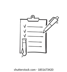 hand drawn doodle clinical analysis result icon illustration isolated background