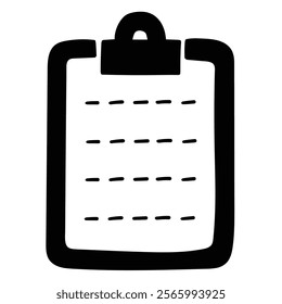 Hand drawn doodle clipboard icon isolated on white background. Vector illustration.