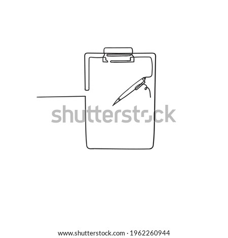 hand drawn doodle clipboard paper and pen isolated in continuous line art style vector