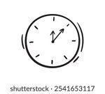 Hand drawn doodle clock icon. Isolated outline clock on a white background. . Vector illustration