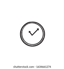 hand drawn doodle clock illustration with doodle style