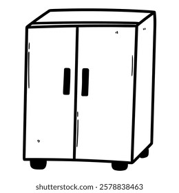 Hand drawn doodle closed cabinet or cupboard isolated on white background. Vector illustration.