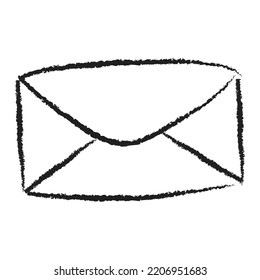 Hand drawn doodle of closed envelope. Not read incoming message. Cartoon sketch. Vector illustration. Decoration for greeting cards, posters, emblems