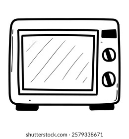 Hand drawn doodle closed microwave oven isolated on white background. Vector illustration.