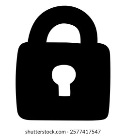 Hand drawn doodle closed padlock isolated on white background. Vector illustration.