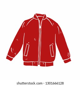 Hand Drawn Doodle Clothing Jacket . Red Jacket Illustration Cute Look