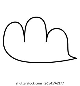 Nube de doodle dibujada a mano aislada sobre fondo blanco. Ilustración vectorial.