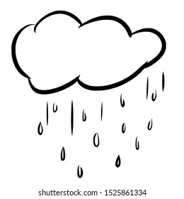 hand drawn doodle cloud and rain outline vector illustration