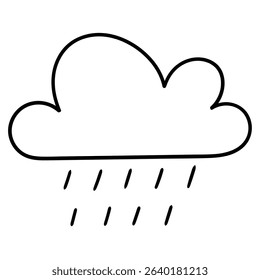 Hand drawn doodle cloud with rain isolated on white background. Vector illustration.