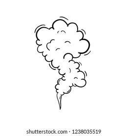 Hand drawn doodle a cloud of smoke icon. Black sketch. Sign symbol. Decoration element. Isolated on white background. Flat design. Vector illustration.