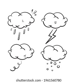 hand drawn doodle cloud weather illustration vector isolated 