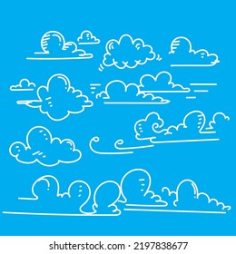 hand drawn doodle clouds illustration collection vector