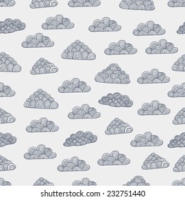 Hand Drawn Doodle Clouds Seamless Pattern