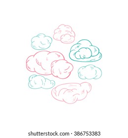 Hand Drawn doodle Clouds Vector Set