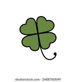 Hand Drawn Doodle Clover Leaf Illustration. Leaves Sticker Clip Art on White Background Vector EPS 10