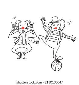 hand drawn doodle clown illustration isolated vector