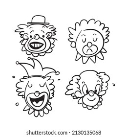 hand drawn doodle clown illustration isolated vector
