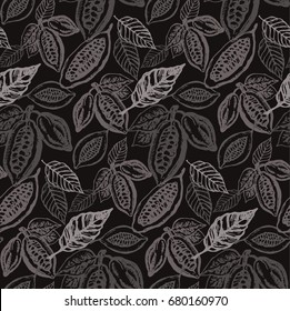 Hand drawn doodle cocoa and chocolate. Pattern with chocolate.
