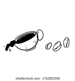 hand drawn doodle coffee bean illustration vector isolated background