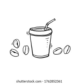 hand drawn doodle coffee bean illustration vector isolated background