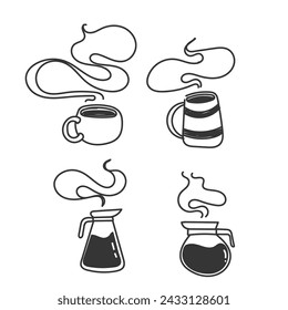 hand drawn doodle coffee collection illustration vector