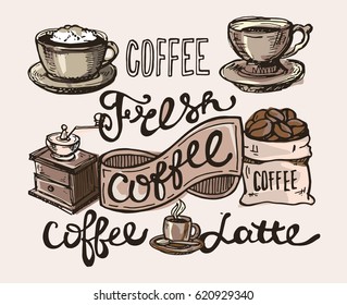 Hand drawn doodle coffee illustration