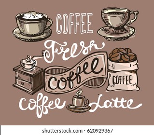 Hand drawn doodle coffee illustration