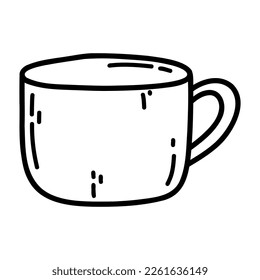 Icono de la taza de café dibujado a mano. Ilustración vectorial de la taza con café o té, elemento de diseño de dibujos animados.