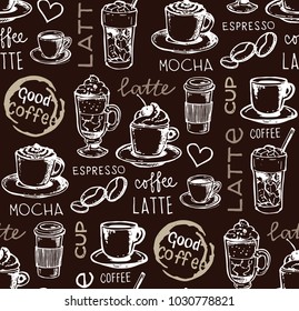 Hand drawn doodle coffee pattern