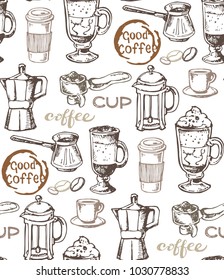 Hand drawn doodle coffee pattern