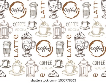 Hand drawn doodle coffee pattern