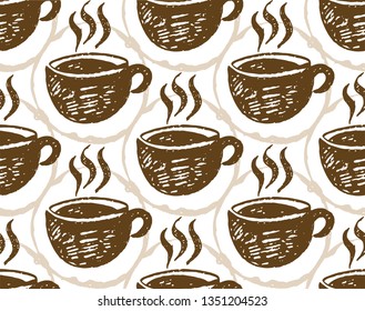 Hand drawn doodle coffee pattern background