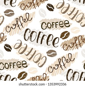 Hand drawn doodle coffee pattern background