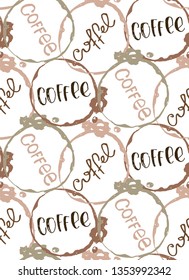 Hand drawn doodle coffee pattern background