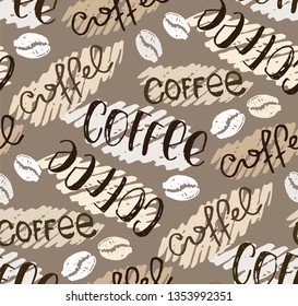 Hand drawn doodle coffee pattern background