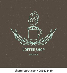 hand drawn doodle coffee shop  cafeteria  logo sign 