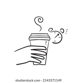 hand drawn doodle coffee time icon illustration vector isolated