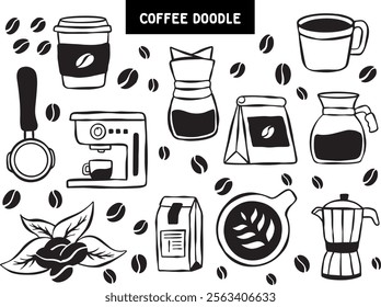 hand drawn doodle coffee vector