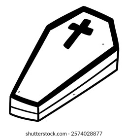 Hand drawn doodle coffin isolated on white background. Vector illustration.